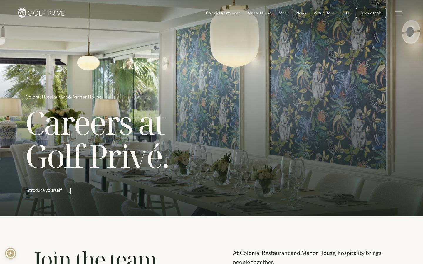 Live Golf Privé Careers page, captured 16 October 2026
