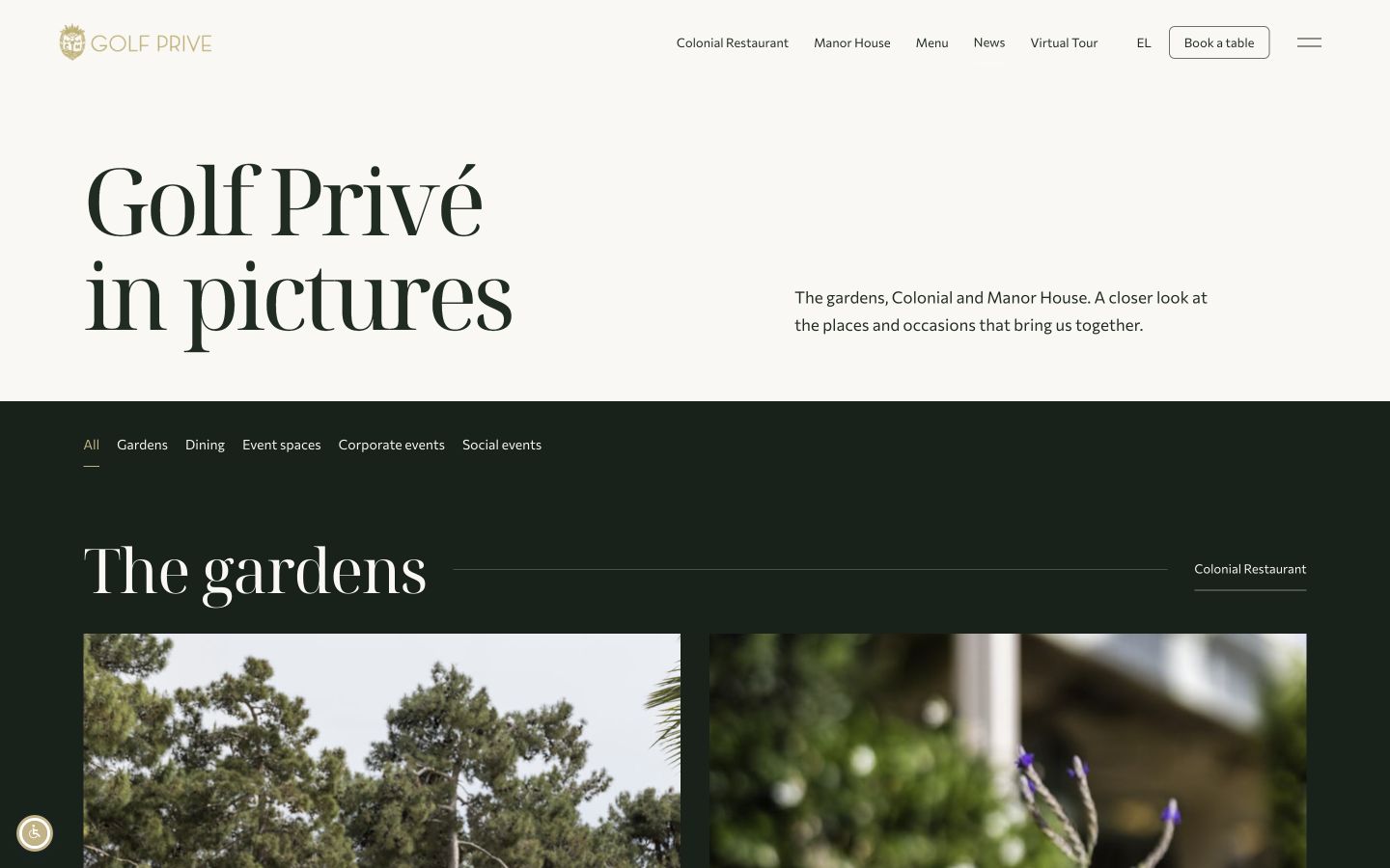 Live Golf Privé Gallery page, captured 16 October 2026